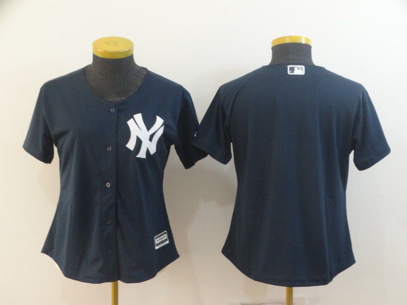 Women New York Yankees Blank Blue MLB Jerseys->new york yankees->MLB Jersey